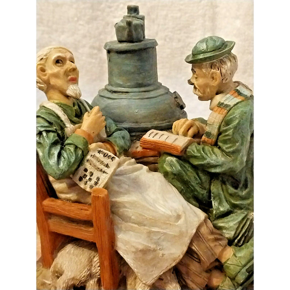 Vintage Marlo Collection~2 Gentlemen Reading Stove with Sleeping Dog - Picture 3 of 9